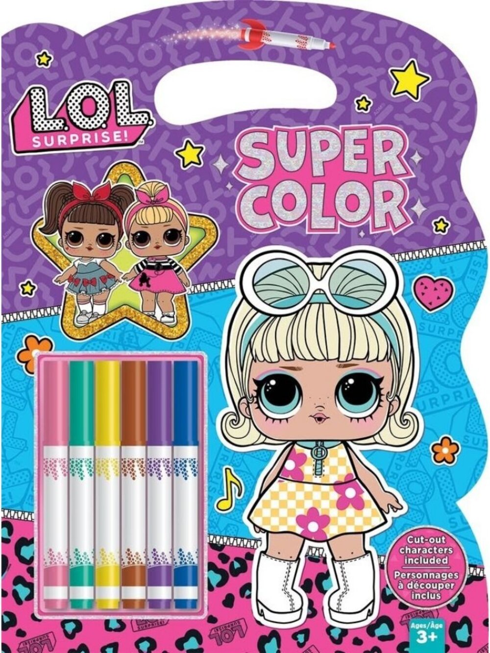 L.O.L. Surprise! Super Color Coloring Book Set with 6 Markers - New